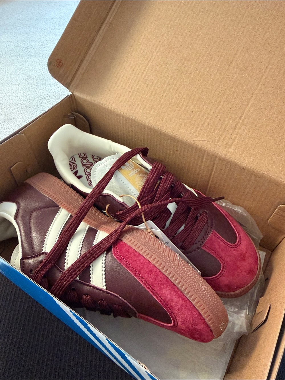 adidas Women's Burgundy & Pink Suede Leather Sneaker